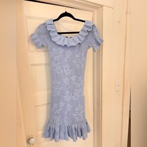 Freshman 1996 Light Blue Ruffle Knit Women’s Bodycon Dress XS